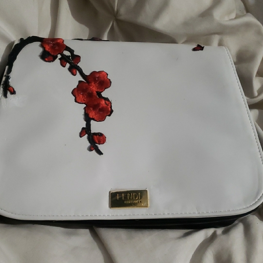 Fendi White and Red Crossbody Bag with Structured Design Customized By Me